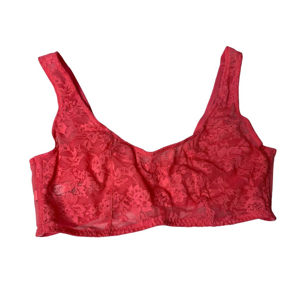 Victorias Secret Pink Lace Unlined Wireless Bralette Bra Pink Medium New Sheer